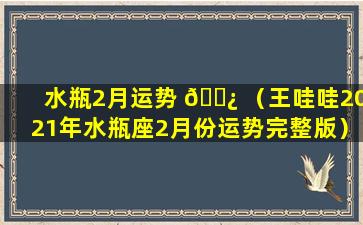 水瓶2月运势 🌿 （王哇哇2021年水瓶座2月份运势完整版）